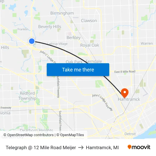 Telegraph @ 12 Mile Road Meijer to Hamtramck, MI map