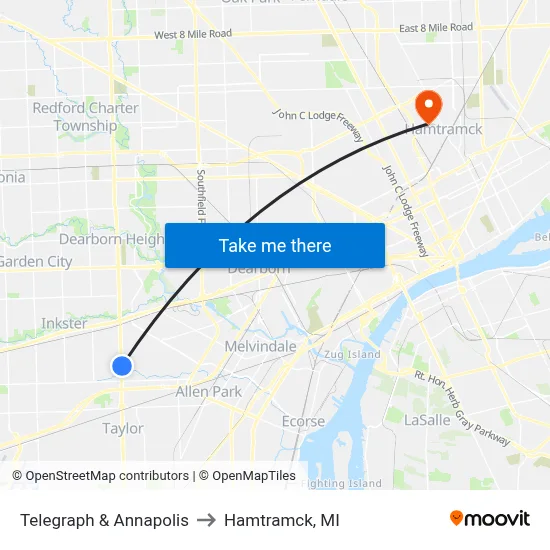 Telegraph & Annapolis to Hamtramck, MI map