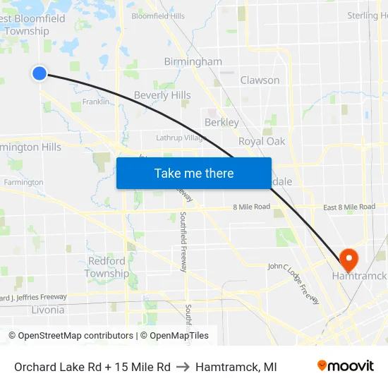 Orchard Lake @ 15 Mile to Hamtramck, MI map