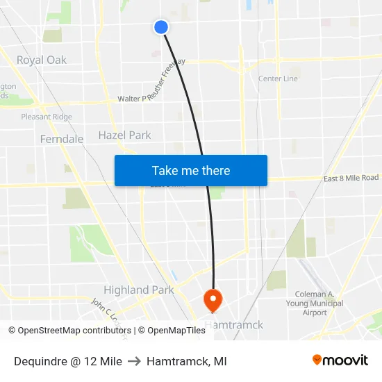 Dequindre @ 12 Mile to Hamtramck, MI map