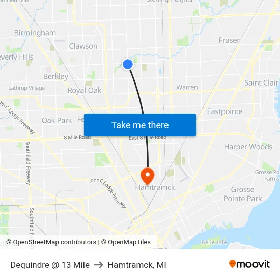 Dequindre @ 13 Mile to Hamtramck, MI map