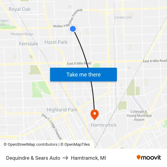 Dequindre & Sears Auto to Hamtramck, MI map