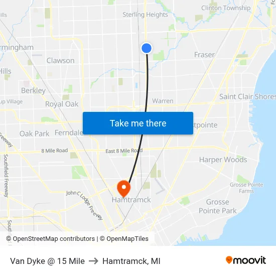 Van Dyke @ 15 Mile to Hamtramck, MI map