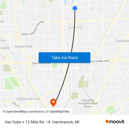 Van Dyke @ 12 Mile to Hamtramck, MI map