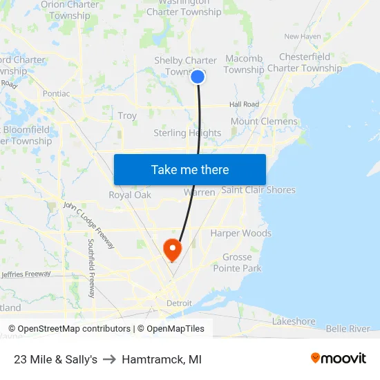 23 Mile & Sally's to Hamtramck, MI map