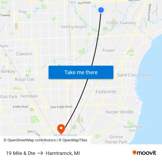 19 Mile & Dte to Hamtramck, MI map
