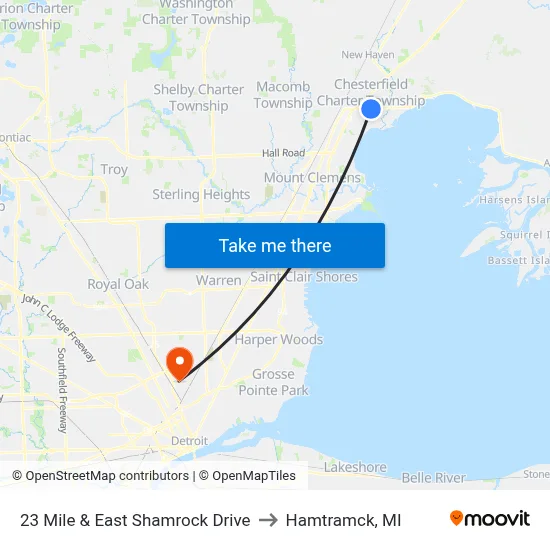 23 Mile & East Shamrock Drive to Hamtramck, MI map