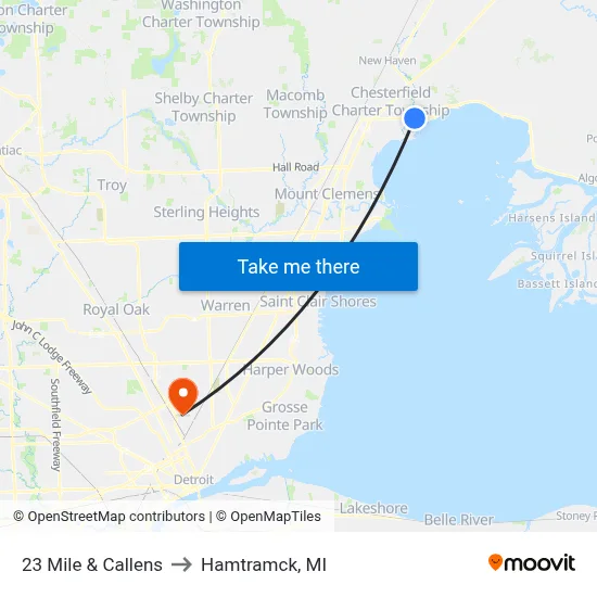 23 Mile & Callens to Hamtramck, MI map