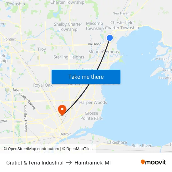Gratiot & Terra Industrial to Hamtramck, MI map