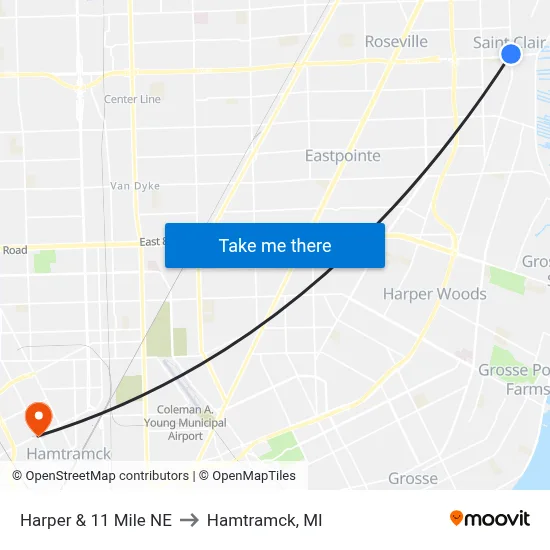 Harper & 11 Mile NE to Hamtramck, MI map