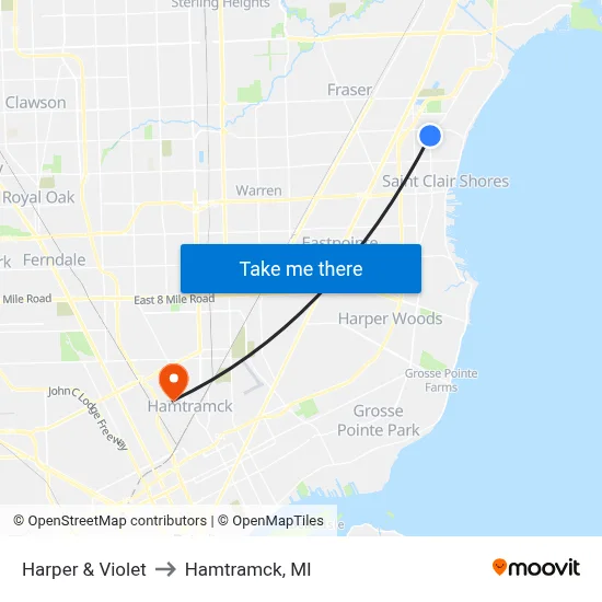 Harper & Violet to Hamtramck, MI map