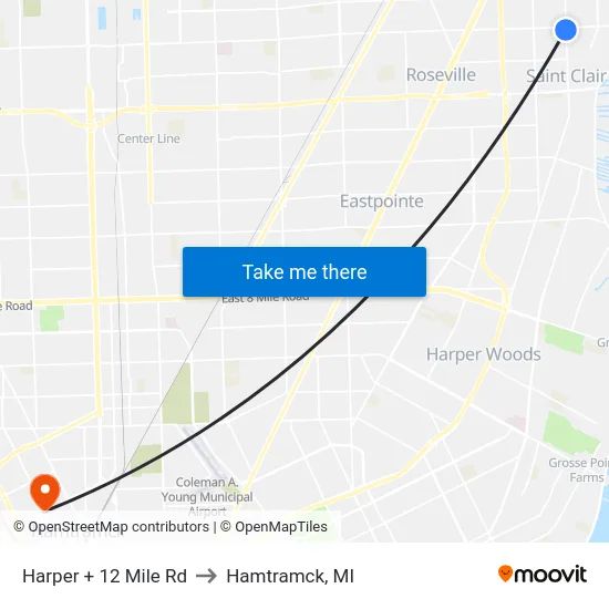 Harper @ 12 Mile to Hamtramck, MI map