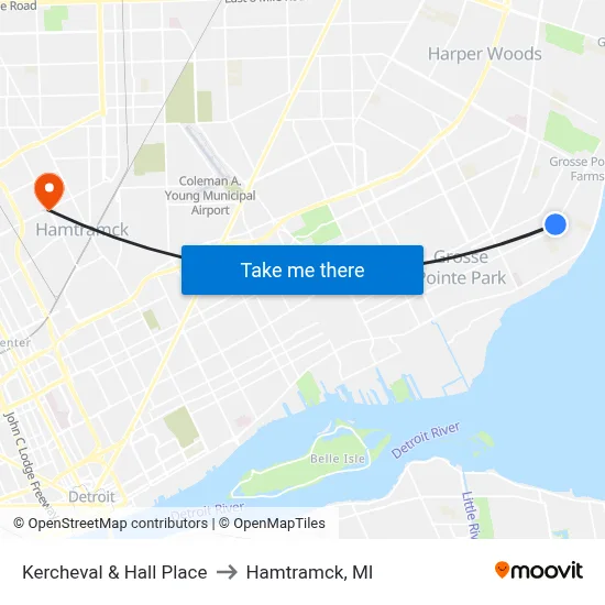 Kercheval & Hall Place to Hamtramck, MI map