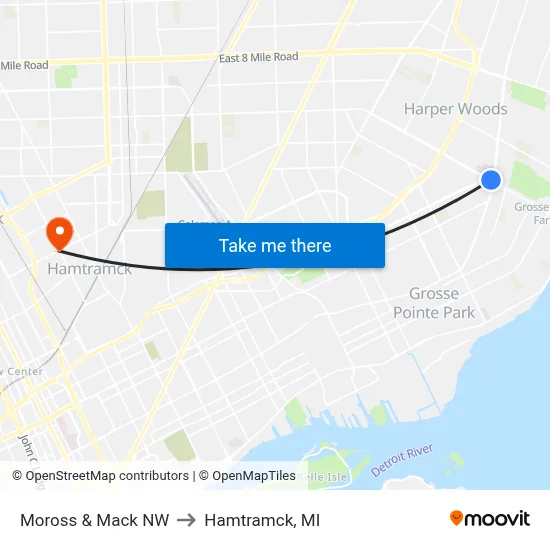 Moross & Mack NW to Hamtramck, MI map