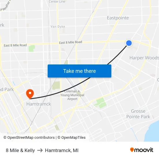8 Mile & Kelly to Hamtramck, MI map