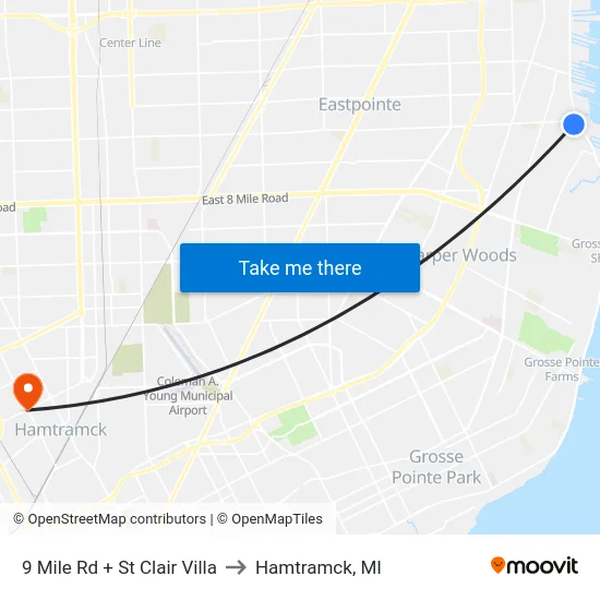 9 Mile & St Clair Villa to Hamtramck, MI map