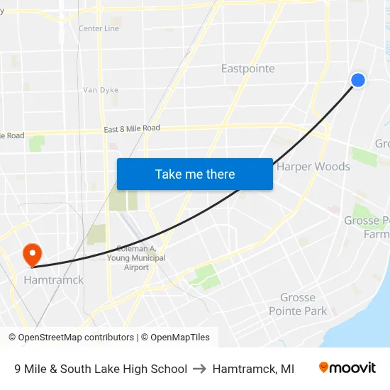 9 Mile & South Lake High School to Hamtramck, MI map