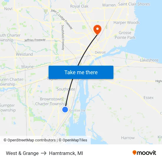 West & Grange to Hamtramck, MI map