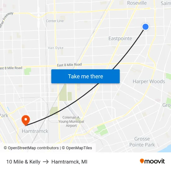 10 Mile & Kelly to Hamtramck, MI map
