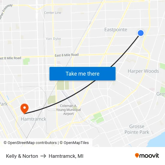 Kelly & Norton to Hamtramck, MI map