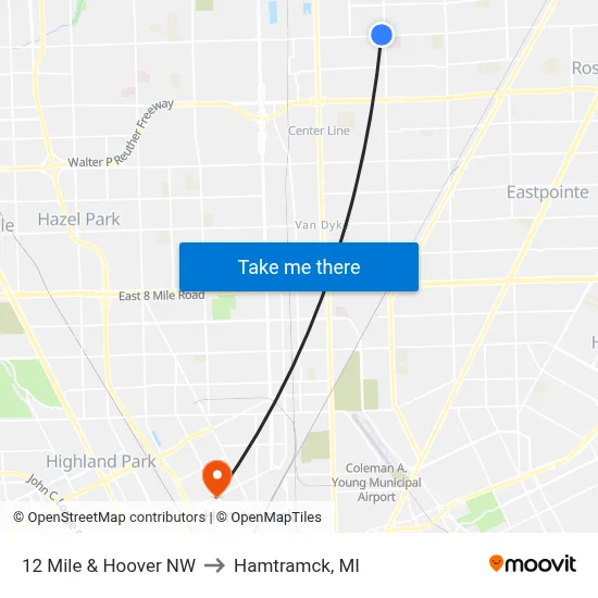 12 Mile & Hoover NW to Hamtramck, MI map