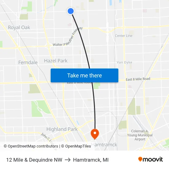 12 Mile & Dequindre NW to Hamtramck, MI map