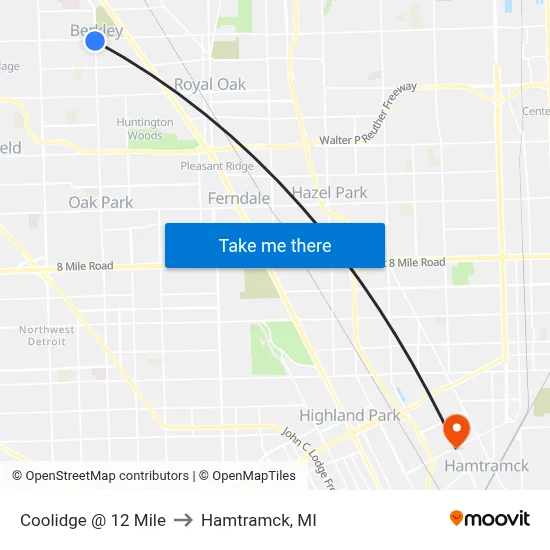 Coolidge @ 12 Mile to Hamtramck, MI map