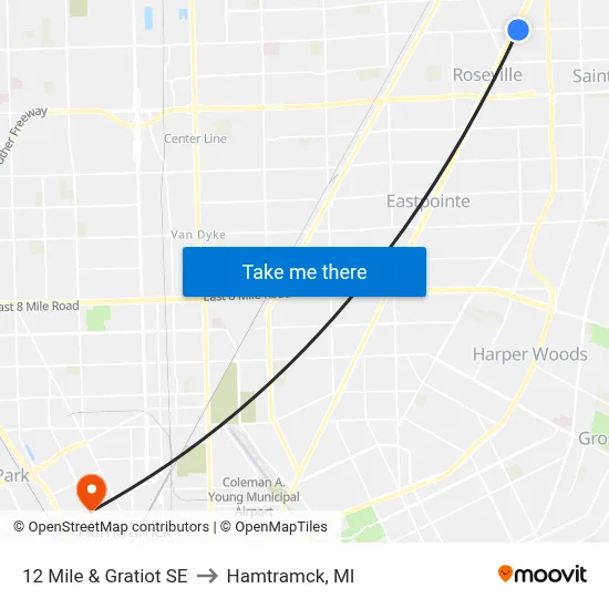 12 Mile & Gratiot SE to Hamtramck, MI map