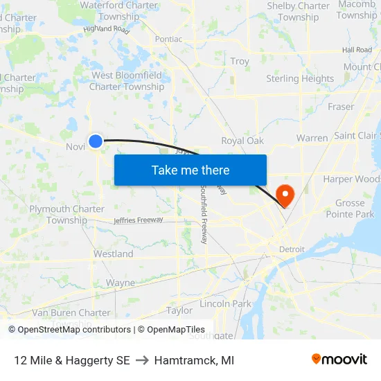 12 Mile & Haggerty SE to Hamtramck, MI map