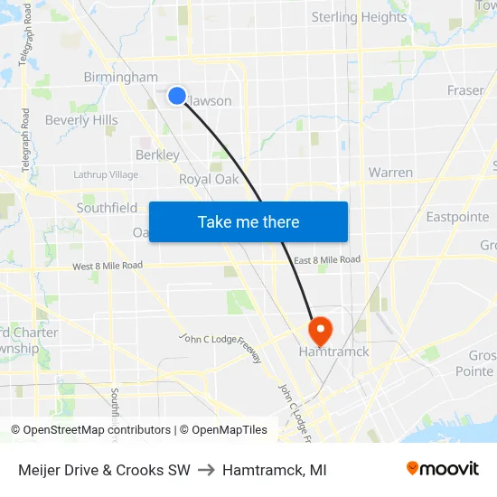 Meijer Drive & Crooks SW to Hamtramck, MI map