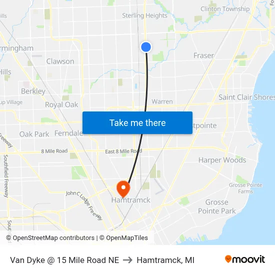 Van Dyke @ 15 Mile Road NE to Hamtramck, MI map