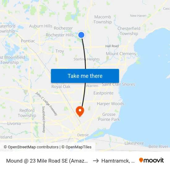Mound @ 23 Mile Road SE (Amazon) to Hamtramck, MI map
