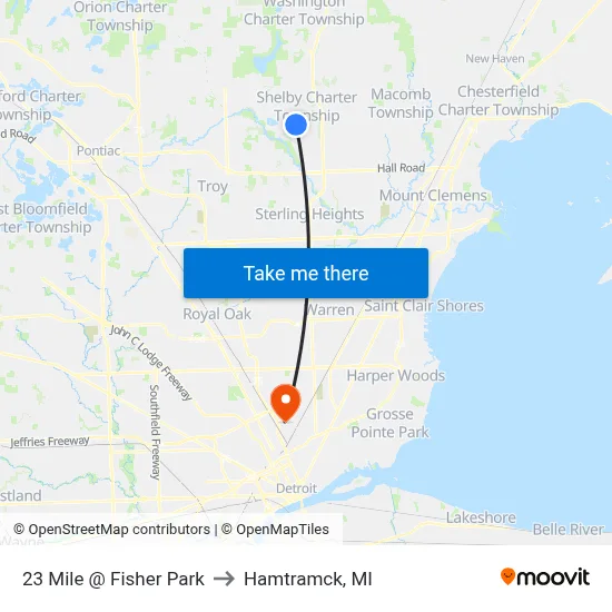 23 Mile @ Fisher Park to Hamtramck, MI map