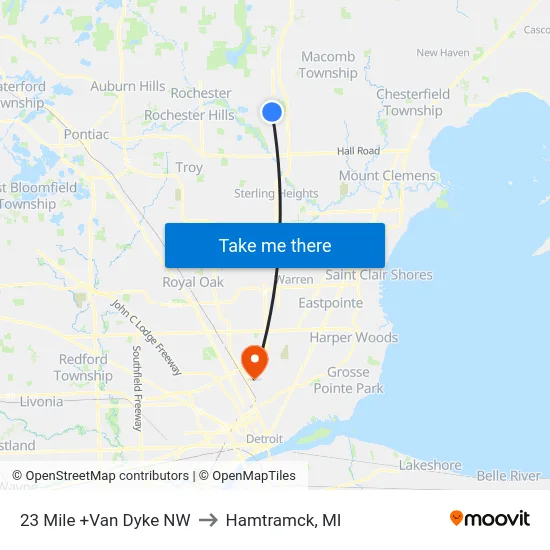 23 Mile & Van Dyke NW to Hamtramck, MI map