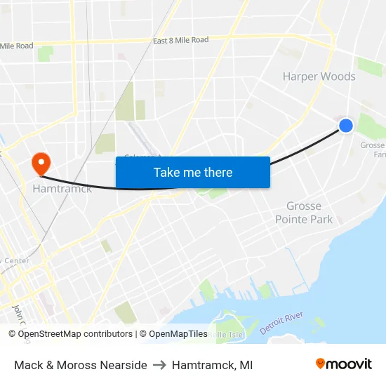 Mack & Moross Nearside to Hamtramck, MI map