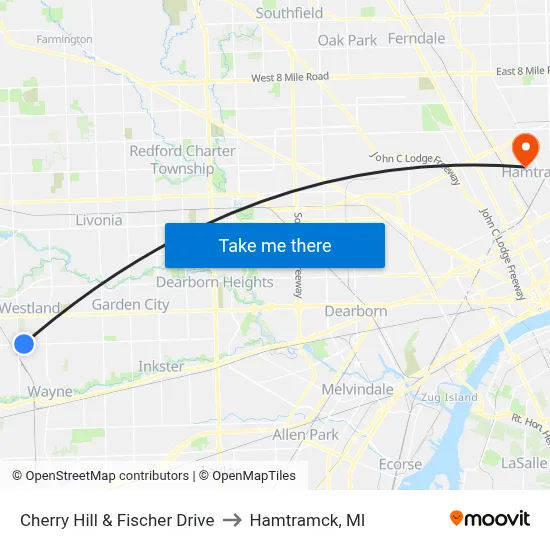 Cherry Hill & Fischer Drive to Hamtramck, MI map