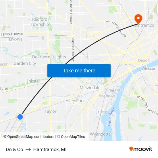 Do & Co to Hamtramck, MI map