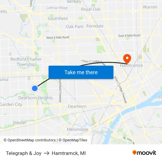 Telegraph & Joy to Hamtramck, MI map