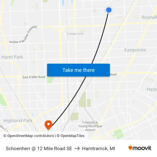 Schoenherr @ 12 Mile Road SE to Hamtramck, MI map