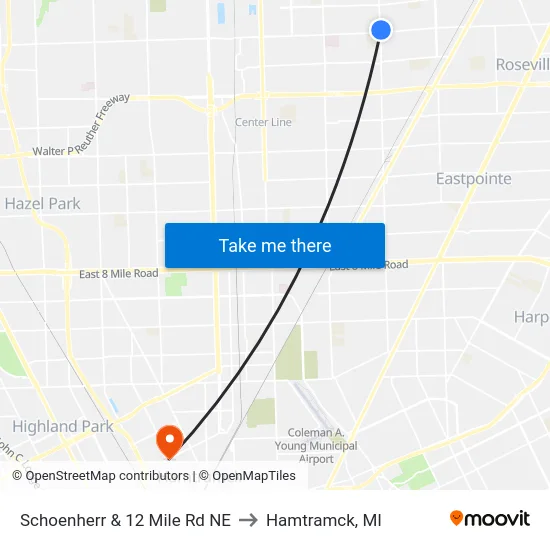 Schoenherr @ 12 Mile Road NE to Hamtramck, MI map