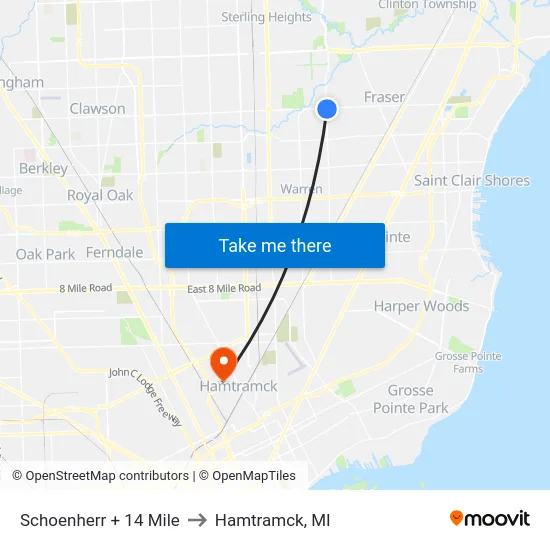 Schoenherr @ 14 Mile to Hamtramck, MI map