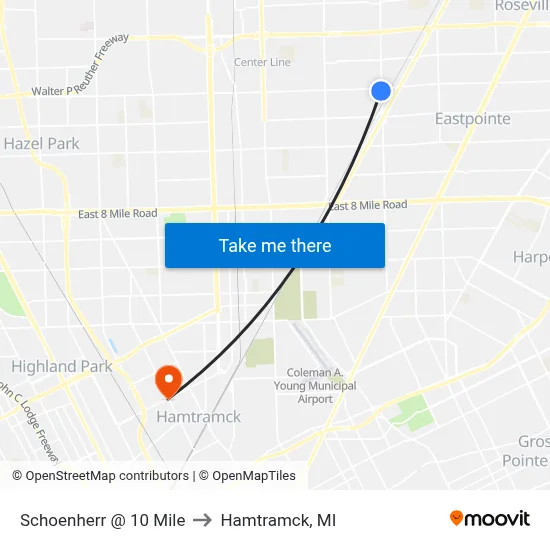 Schoenherr @ 10 Mile to Hamtramck, MI map