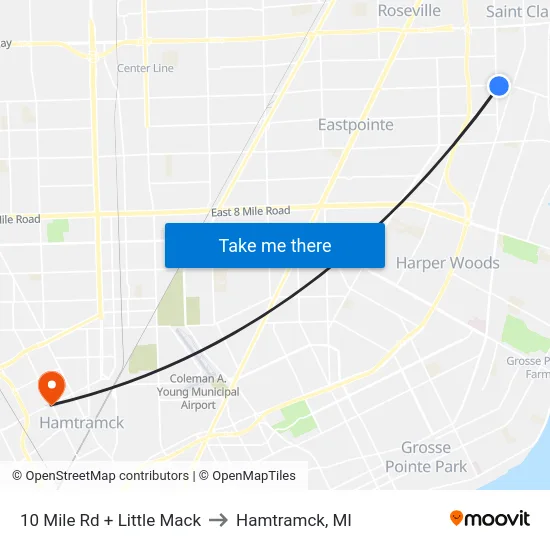 10 Mile & Little Mack to Hamtramck, MI map