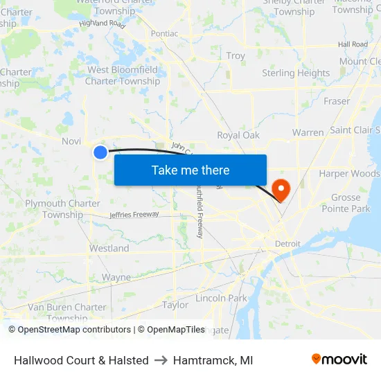 Hallwood Court & Halsted to Hamtramck, MI map