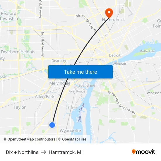 Dix & Northline to Hamtramck, MI map