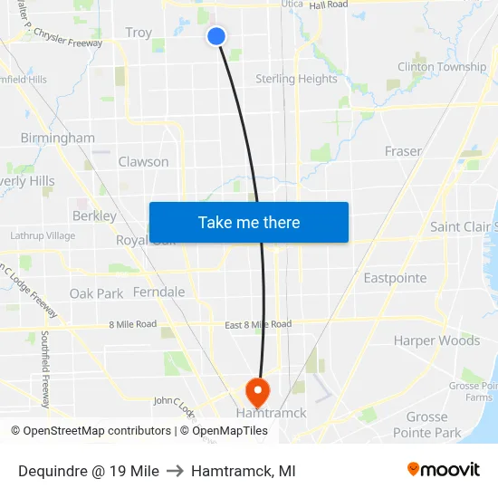 Dequindre @ 19 Mile to Hamtramck, MI map