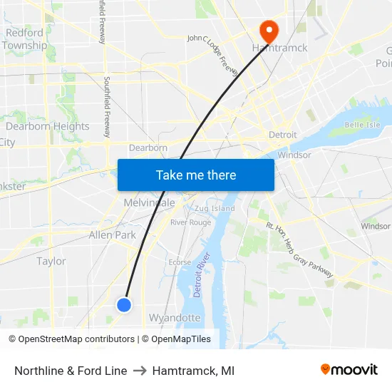 Northline & Ford Line to Hamtramck, MI map