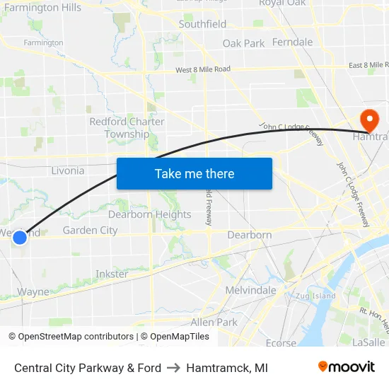 Central City Parkway & Ford to Hamtramck, MI map
