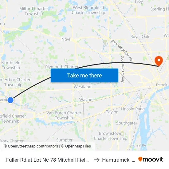 Fuller Rd at Lot Nc-78  Mitchell Field (3) to Hamtramck, MI map