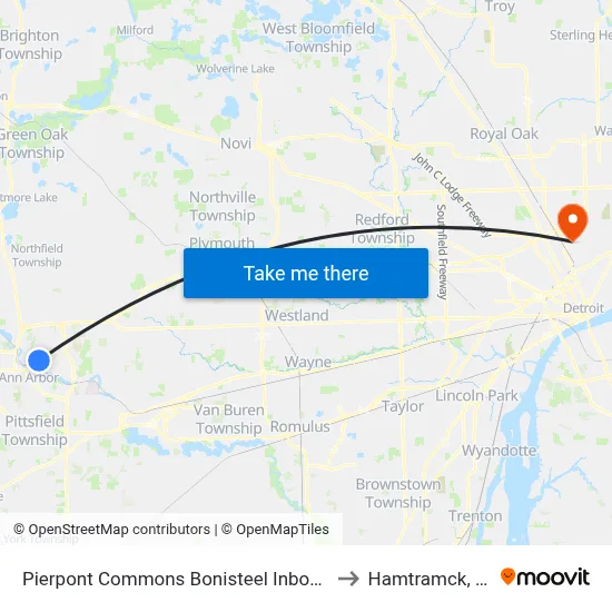 Pierpont Commons  Bonisteel Inbound to Hamtramck, MI map